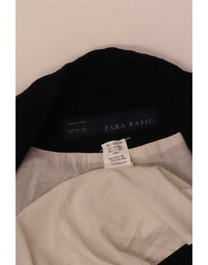 Zara Mujer Chaqueta Blazer De 1 Botón UK 10 Small Viscosa Negra