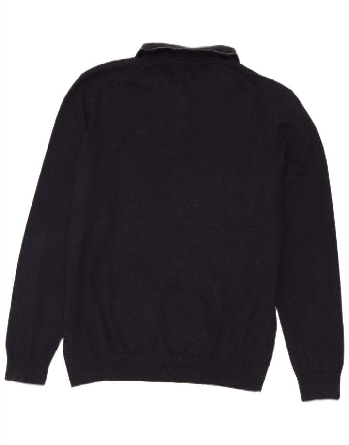 Marks & Spencer Jersey tipo polo para hombre con cuello tipo polo de algodón azul marino mediano