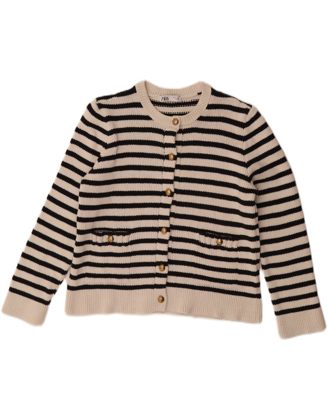 ZARA Suéter tipo cárdigan extragrande para mujer UK 44 Mediano Rayas blancas