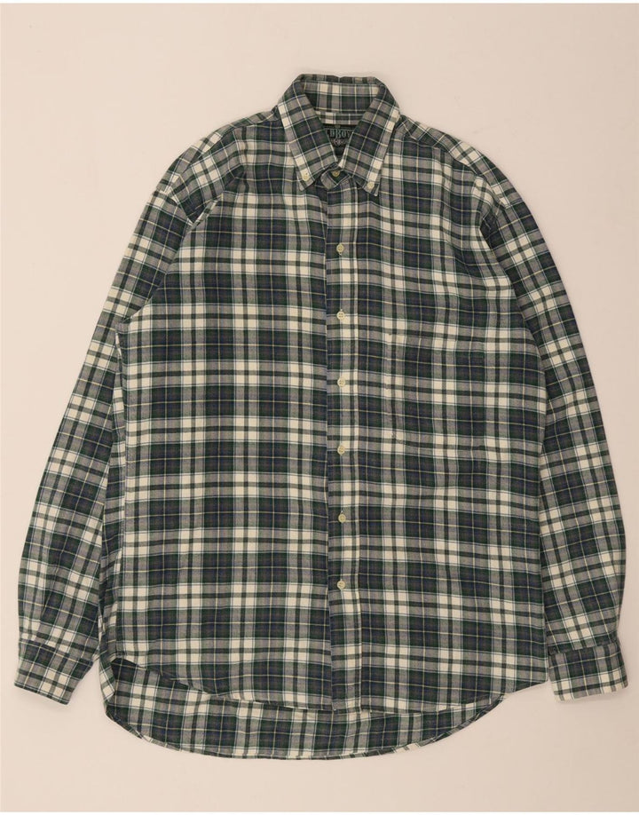Camisa de franela vintage para hombre Algodón a cuadros verde medio