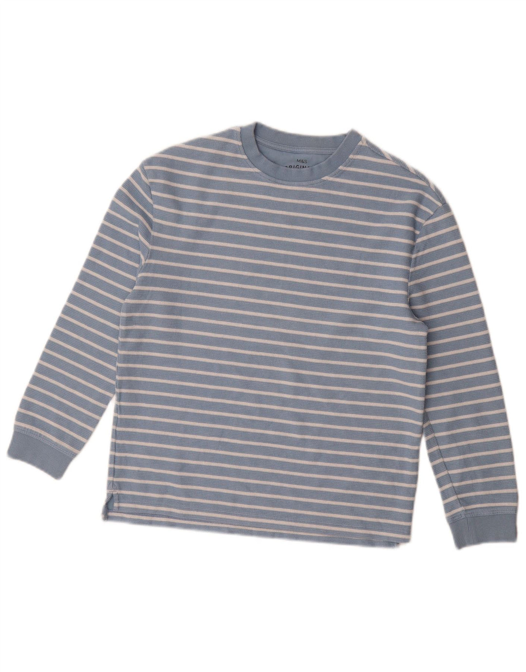 Marks & Spencer Camiseta de manga larga para niño 11-12 años Algodón a rayas azul