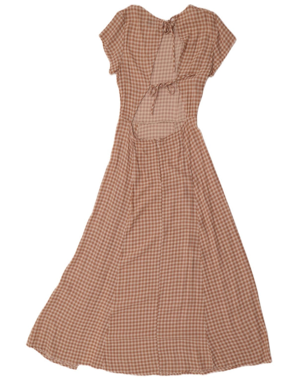 Urban Outfitters Maxi Vestido para Mujer UK 10 Small Brown Gingham