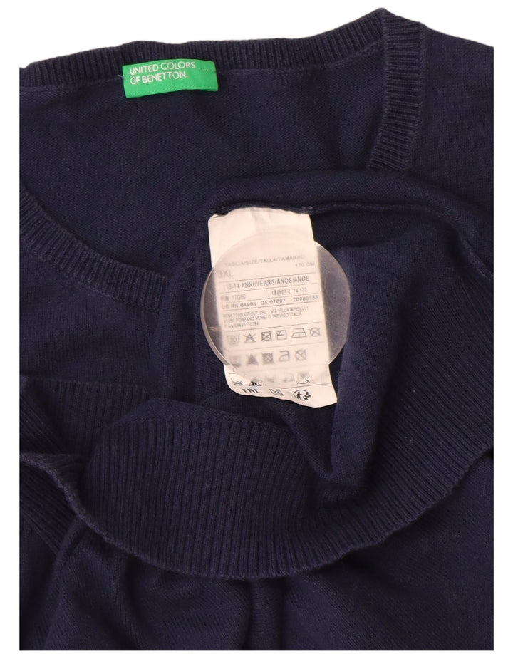 BENETTON Cárdigan Niña 13-14 Años 3XL Azul Marino Algodón