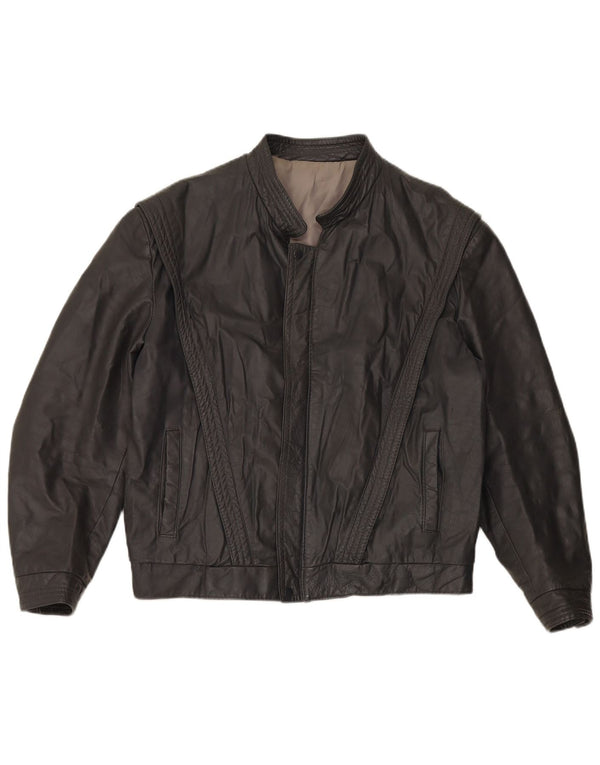VINTAGE Chaqueta de cuero para hombre Reino Unido 40 Cuero gris grande