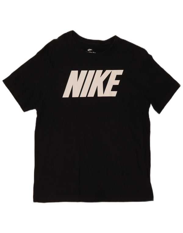 NIKE Mens Graphic T-Shirt Top Medium Black Cotton