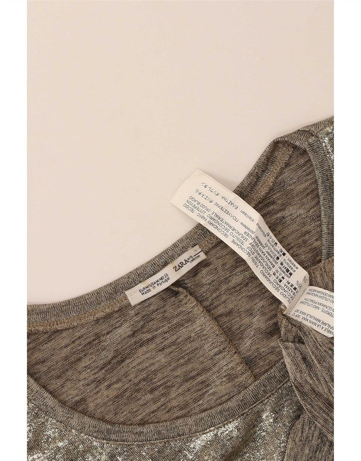 Zara Mujer Chaleco Top UK 44 Poliéster Gris Medio