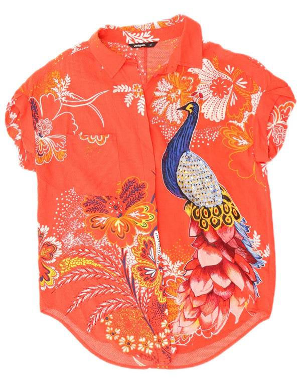 DESIGUAL Blusa camisera de manga corta con gráfico para mujer UK 44 Medium Pink Floral