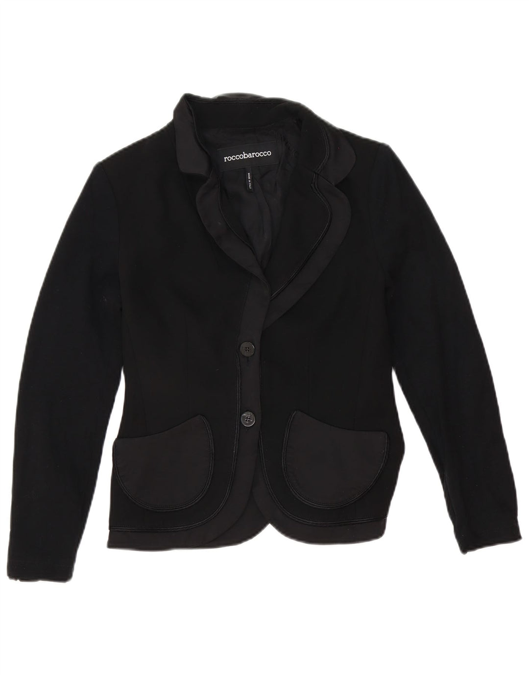 Roccobarocco Chaqueta Blazer De 2 Botones Para Mujer IT 42 Poliéster Negro Mediano