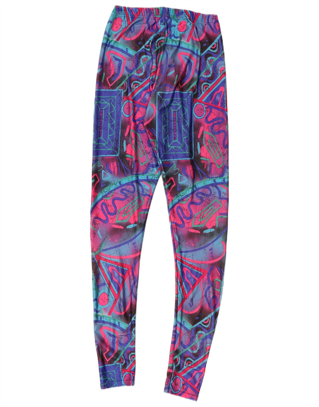 VINTAGE Leggings de mujer Reino Unido 6 XS Geométrico multicolor