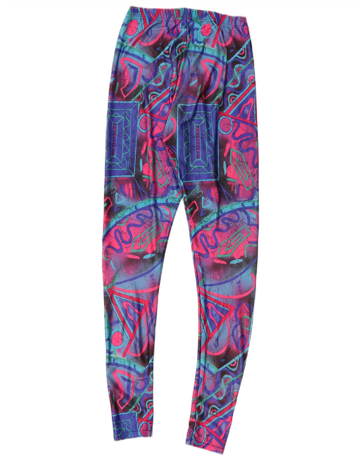 VINTAGE Leggings de mujer Reino Unido 6 XS Geométrico multicolor