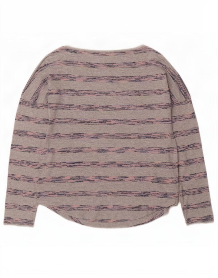 Marks & Spencer Top para mujer de manga larga UK 10 Small Viscosa a rayas grises