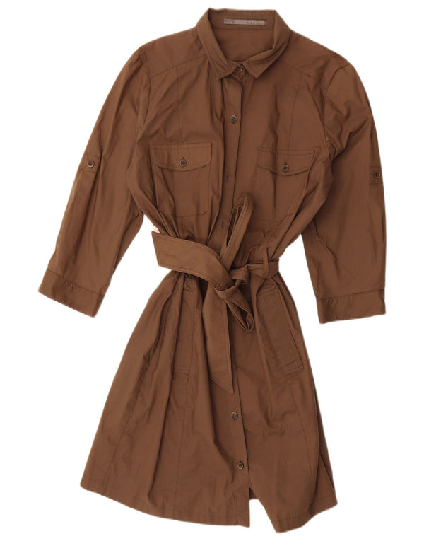 Zara Womens Shirt Dress UK 16 Large Brown Cotton