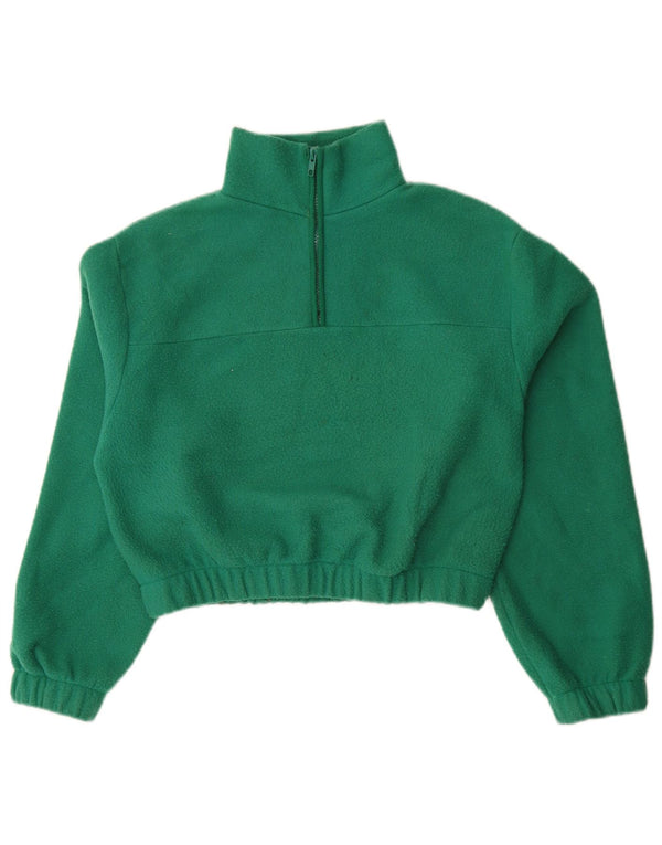 Topshop Jersey de forro polar extragrande con cuello y cremallera corta para mujer UK 10 Small Green