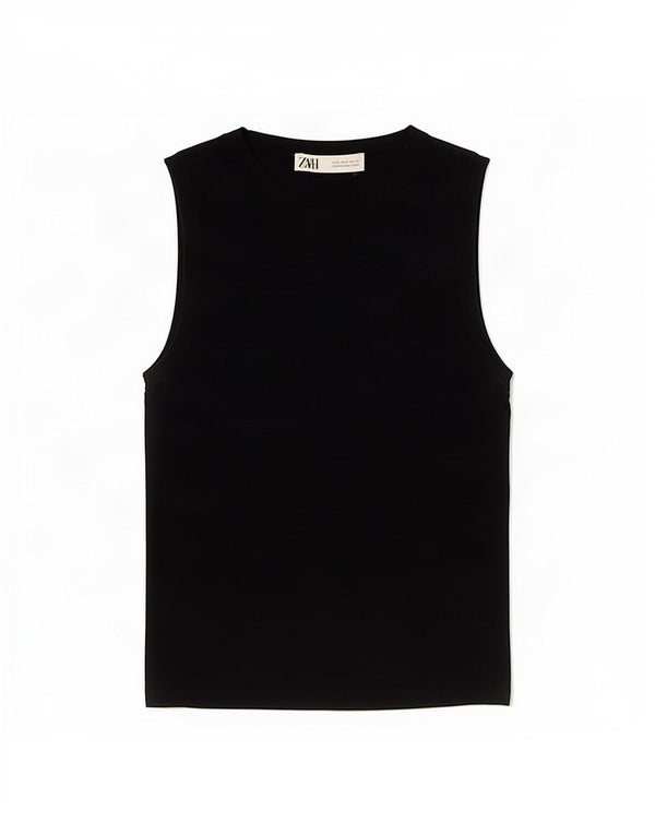 Zara Mujer Chaleco Top UK 8 Small Azul Marino