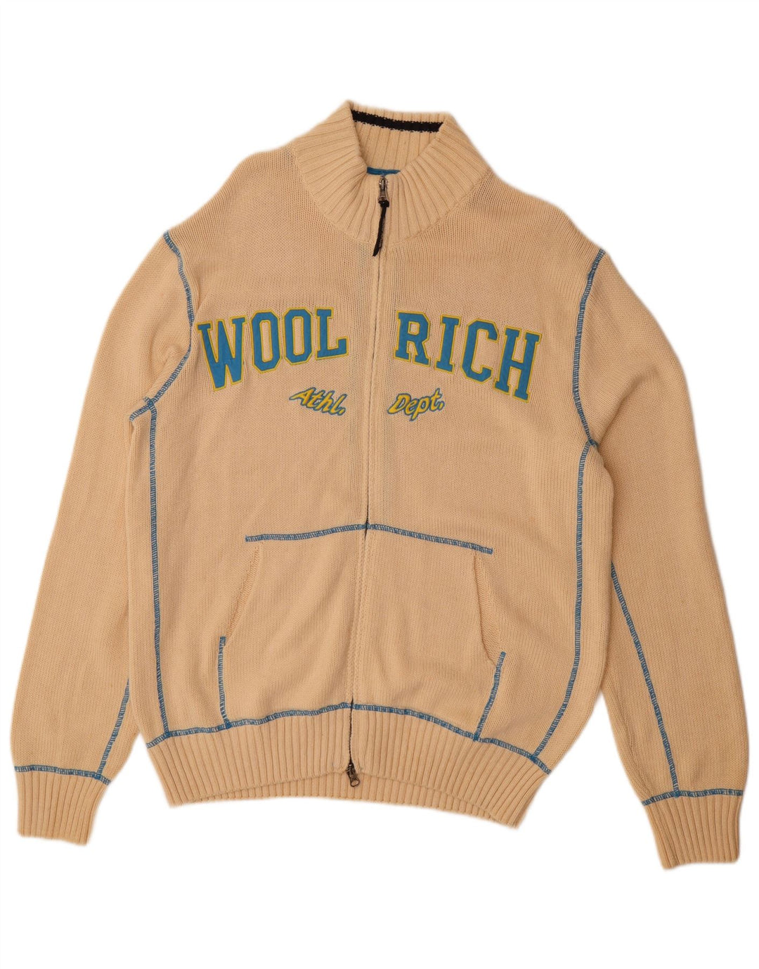WOOLRICH Cárdigan gráfico para hombre XL Algodón beige