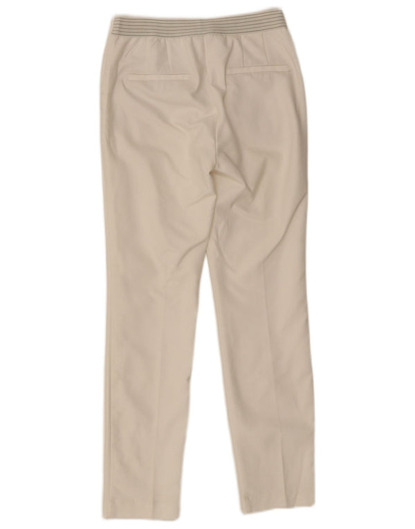 ZARA Mujer Pantalón Chino Slim Small W26 L28 Poliéster Blanco