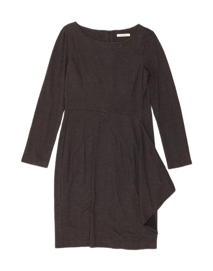 Marella Vestido tubo de manga larga para mujer UK 42 Gris medio Espiga