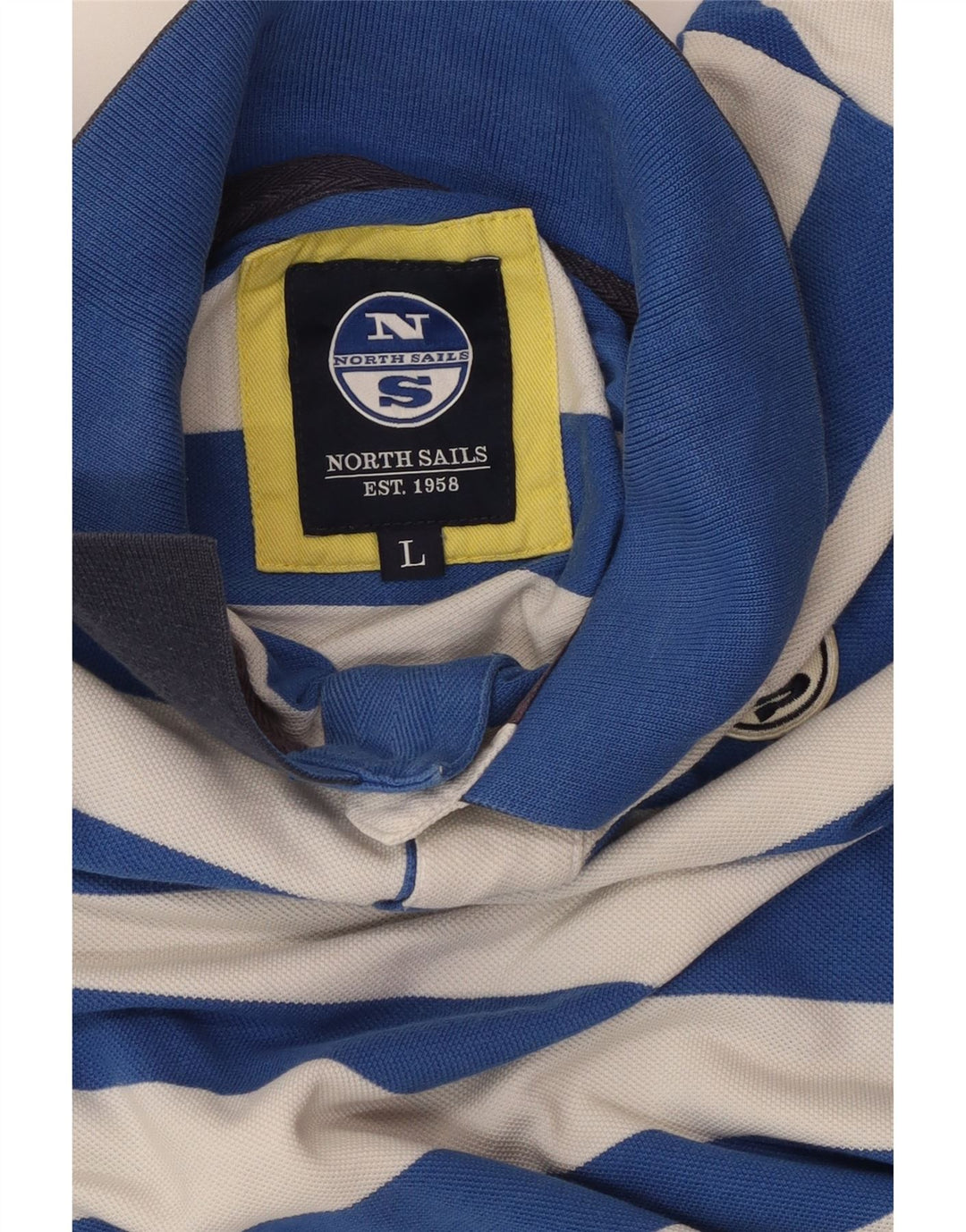 NORTH SAILS Polo de rugby para hombre de algodón a rayas azules grandes