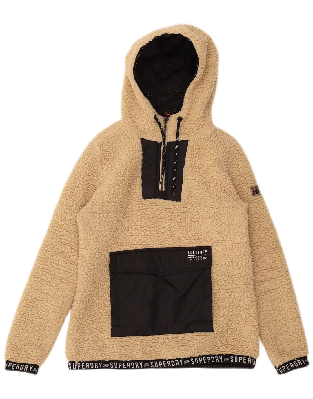 Superdry Jersey de forro polar con gráfico extragrande para mujer Reino Unido 8 Small Beige