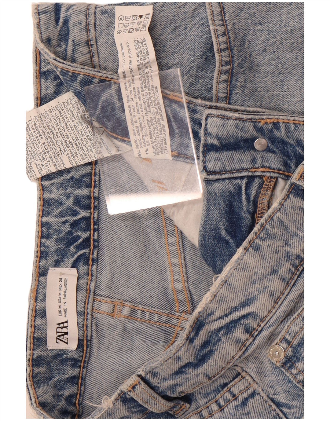 Zara Falda Vaquera Mediana W28 Azul Algodón