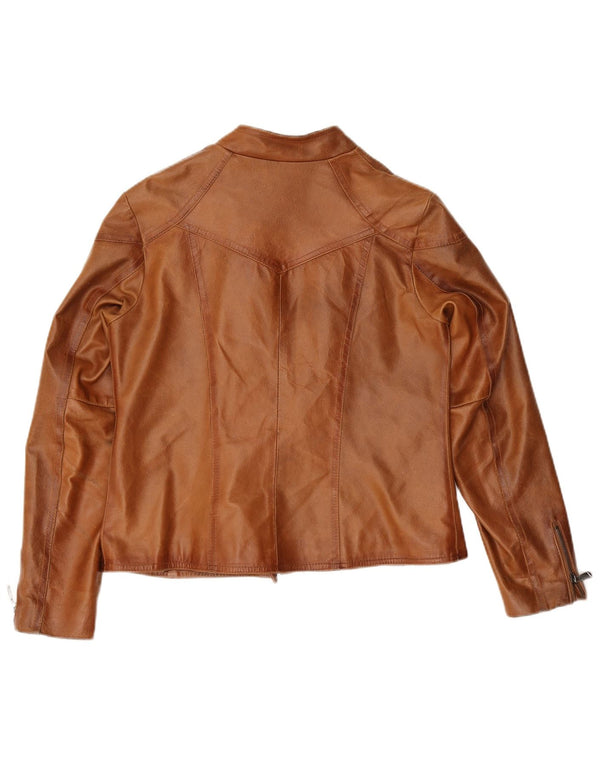 Bata Chaqueta Motera de Cuero para Mujer UK 44 Grande Marrón