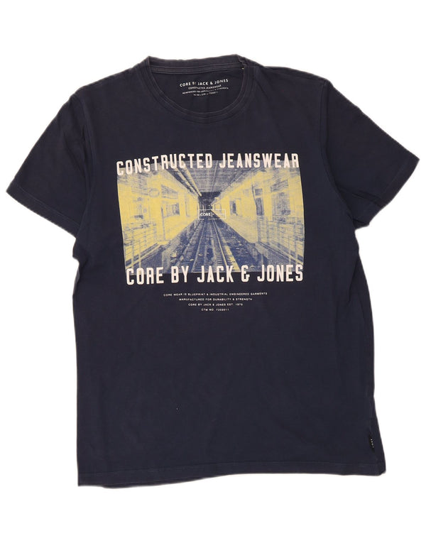 JACK & JONES Hombre Camiseta Gráfica Top Small Azul Marino