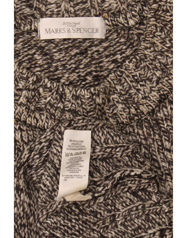 Marks & Spencer Jersey de cuello redondo para hombre de lana moteada gris pequeño