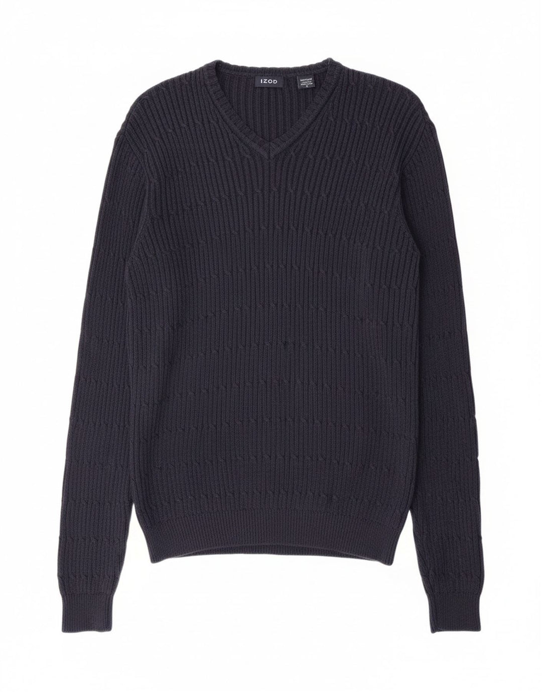 IZOD Mens V-Neck Jumper Sweater Medium Navy Blue Cotton