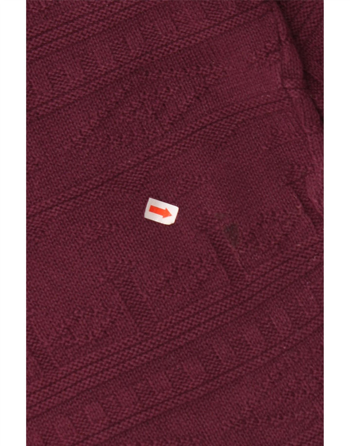 VINTAGE Hombres Crew Neck Jumper Suéter Grande Borgoña