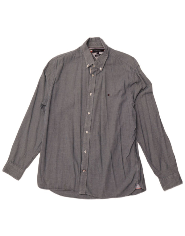 TOMMY HILFIGER Camisa de corte regular para hombre XL Algodón con lunares grises