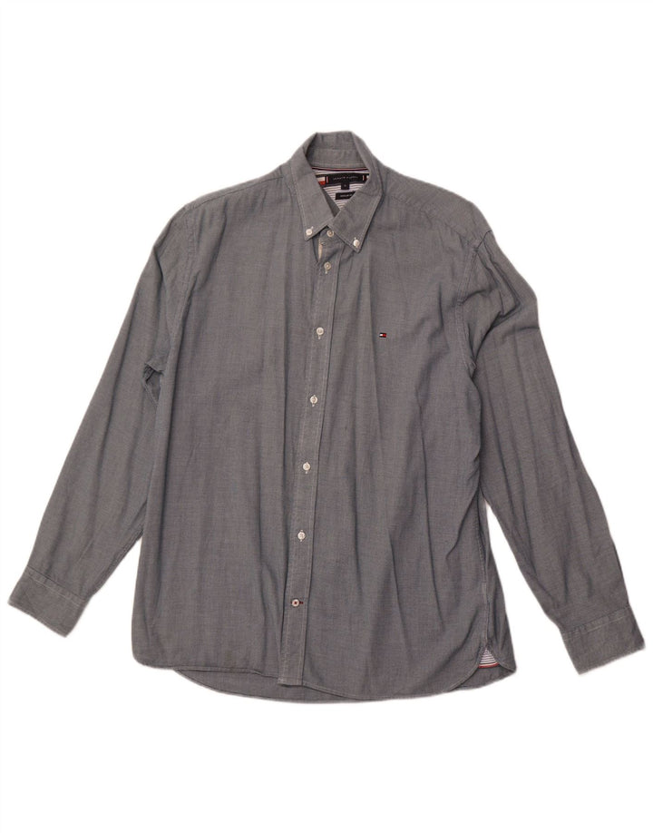 TOMMY HILFIGER Camisa de corte regular para hombre XL Algodón con lunares grises