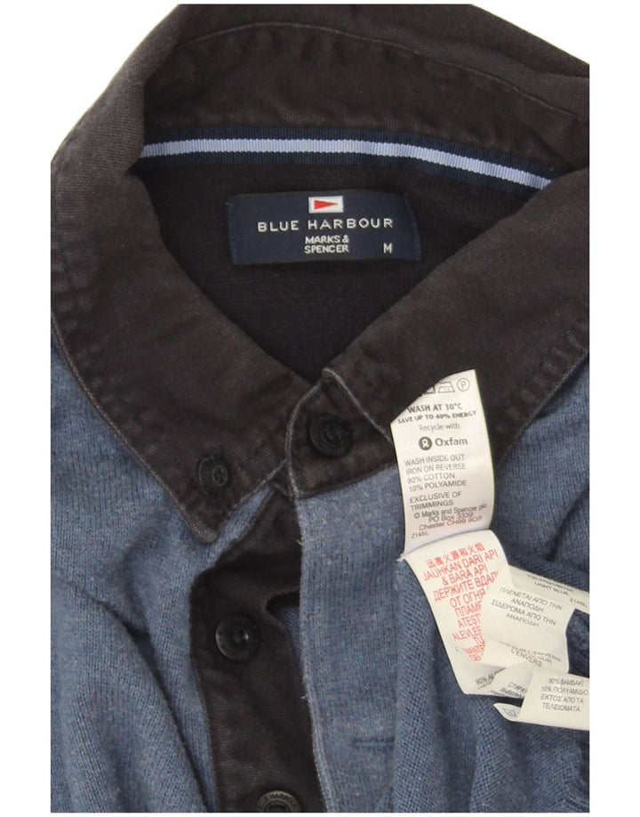 Marks & Spencer Hombre Azul Harbor Polo Neck Jumper Sweater Azul Medio