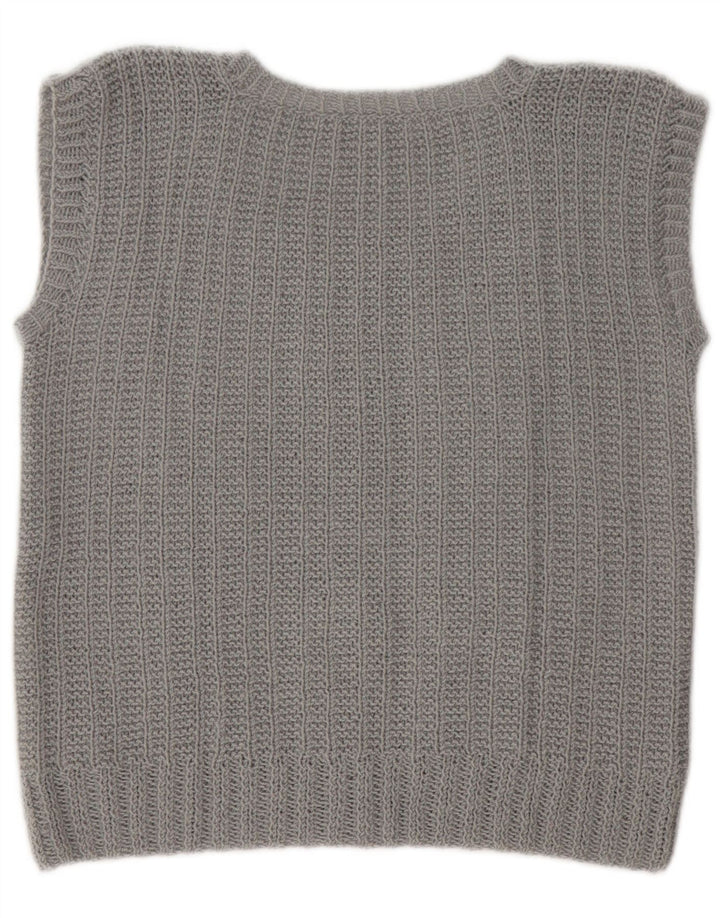 Vintage mujer chaleco camiseta sin mangas Reino Unido 14 gris medio