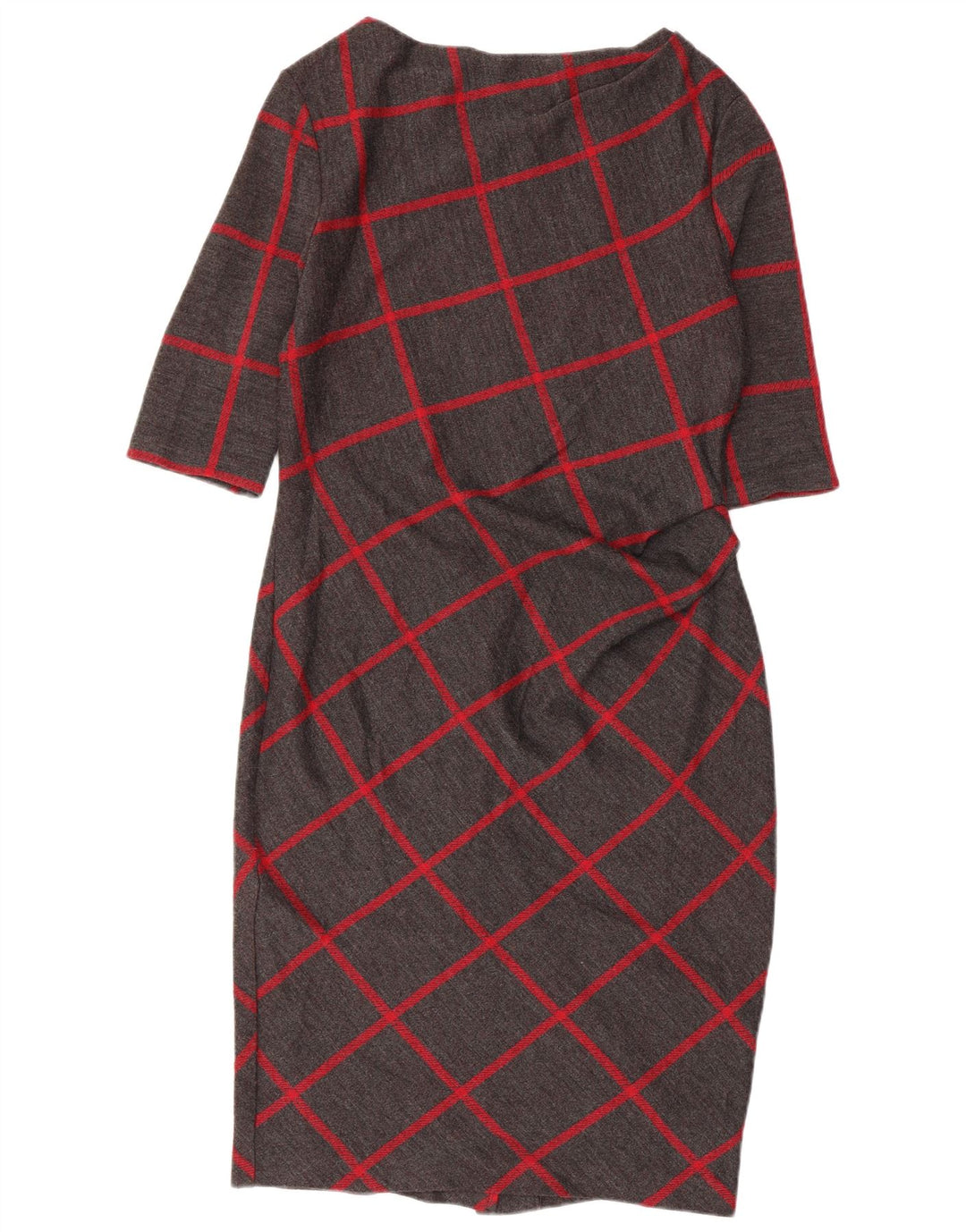 JASPER CONRAN Vestido tubo de manga 3/4 para mujer UK 44 Cuadros gris medio