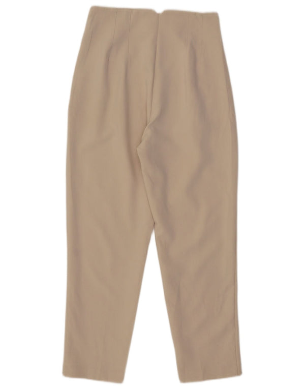 Zara Hombre Pantalón De Traje Cónico De Cintura Alta Mediano W28 L27 Poliéster Beige