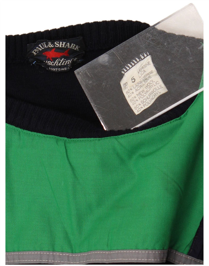 Paul & Shark Jersey con cuello y cremallera para hombre de lana virgen azul marino mediano