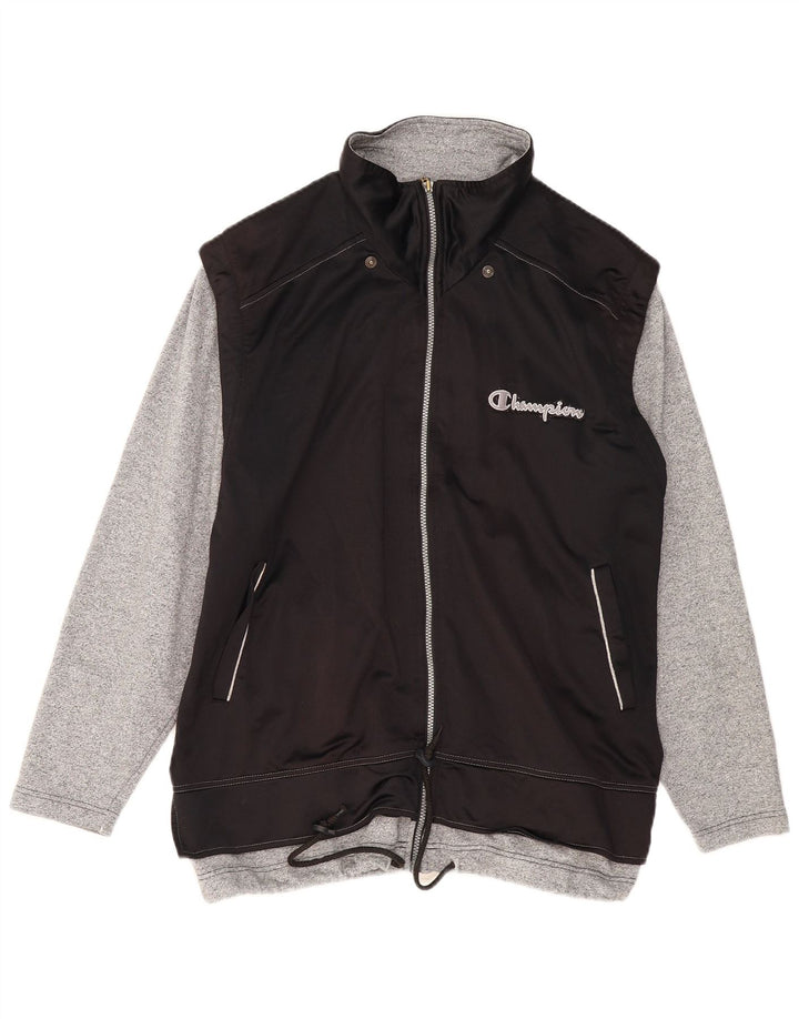 Champion Mens Graphic Chándal Top Chaqueta Grande Poliéster Negro