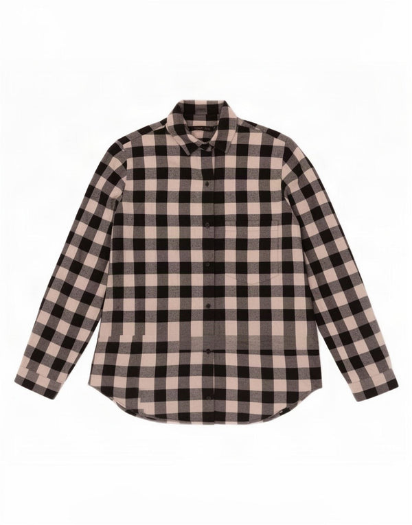 Zara Mujer Camisa UK 40 Grande Algodón Vichy Negro