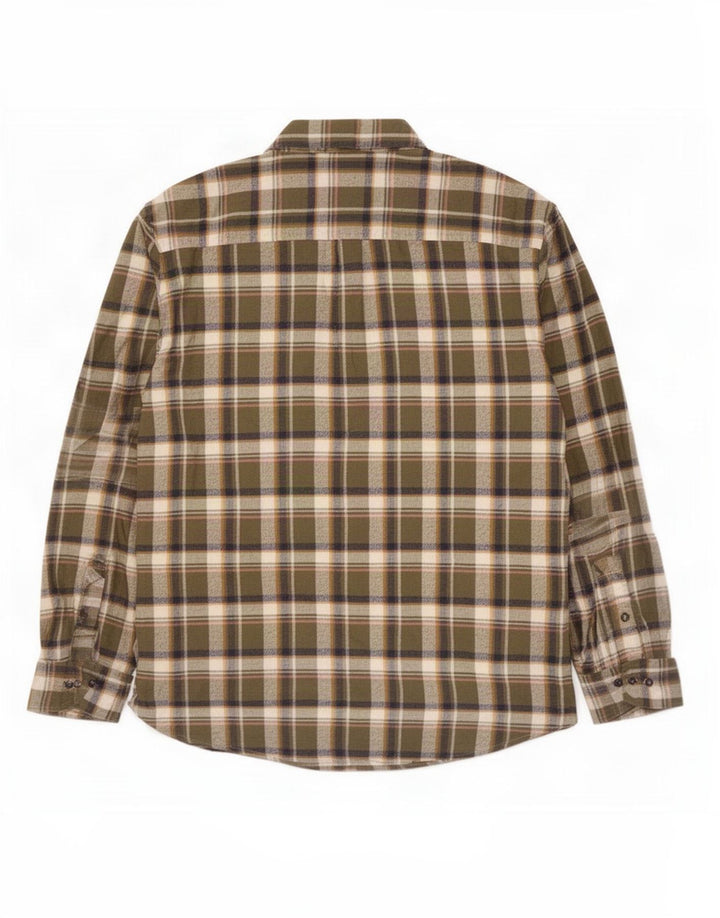 Marks & Spencer Camisa de franela para hombre 2XL Algodón a cuadros verdes