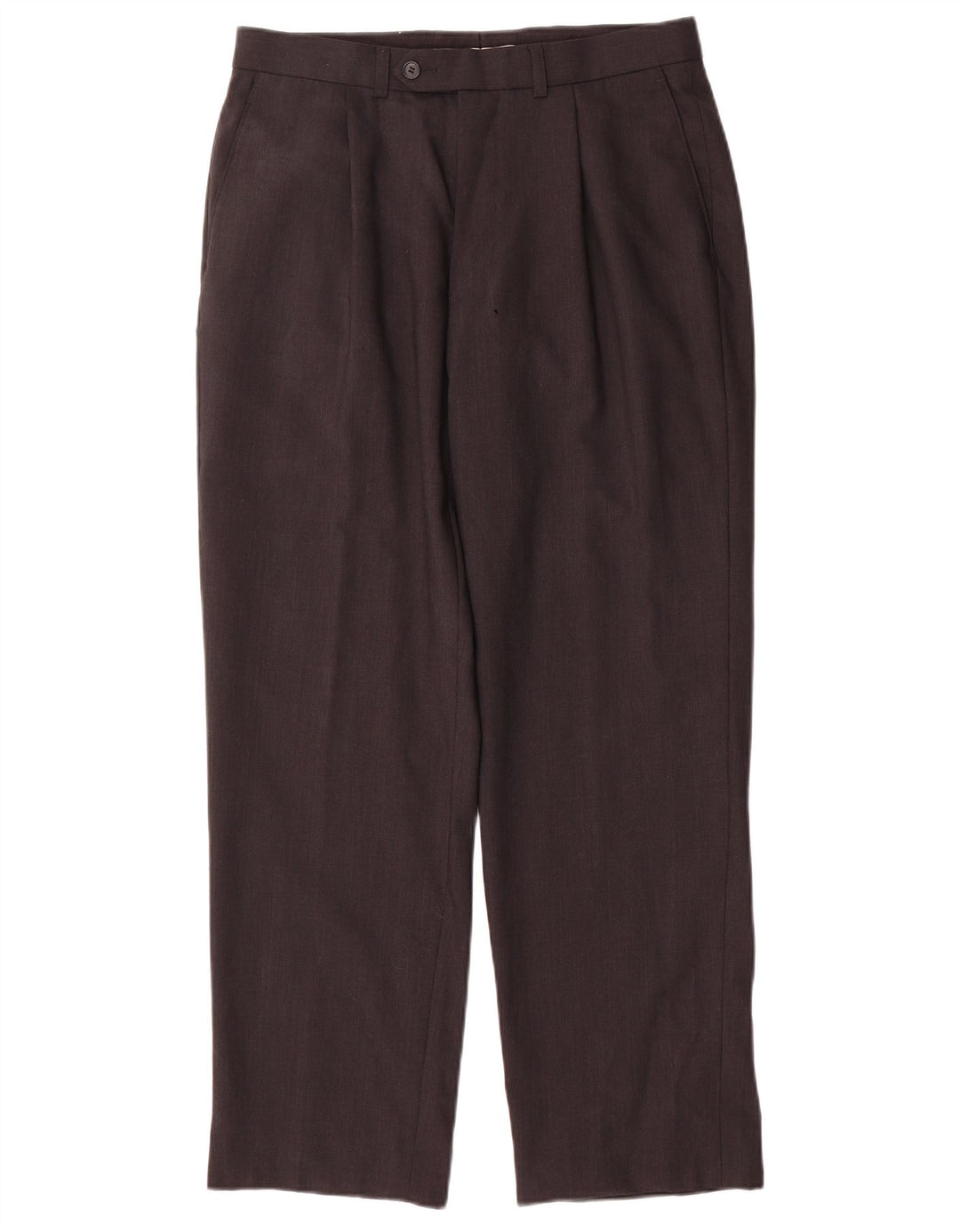 Marks & Spencer Pantalón de traje con pinzas para hombre W32 L29 Lana marrón