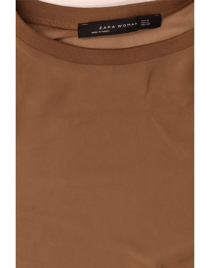 Zara Mujer Maxi Vestido UK 44 Medio Beige