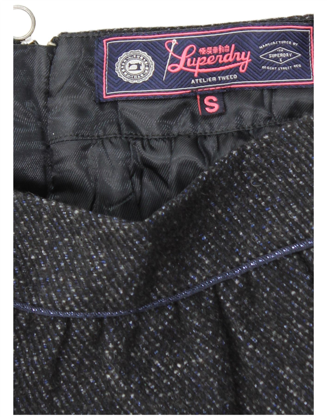 SUPERDRY Minifalda para mujer pequeña W27 Poliéster moteado gris