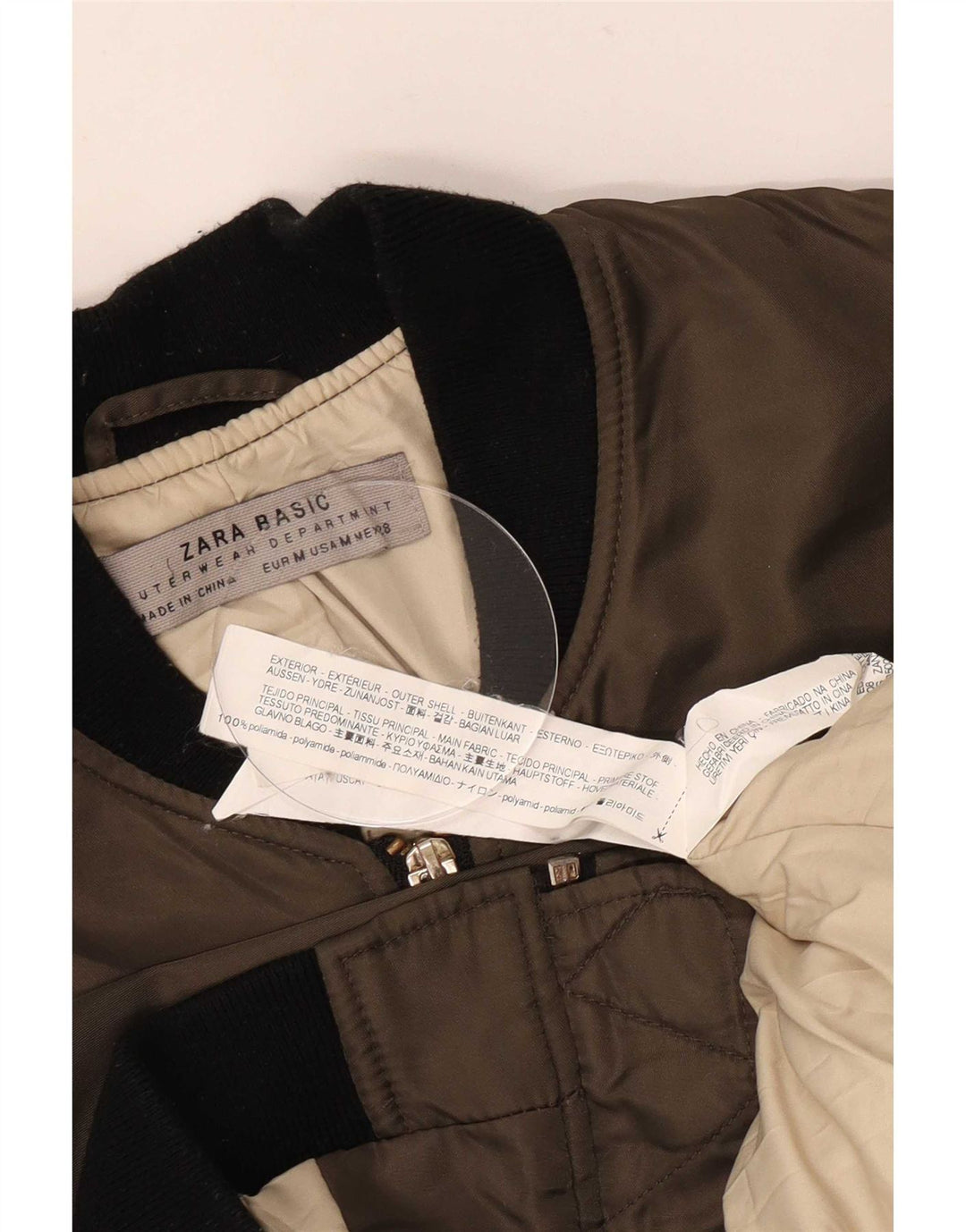 Zara Mujer Chaqueta Bomber Extragrande UK 44 Mediano Caqui Colorblock