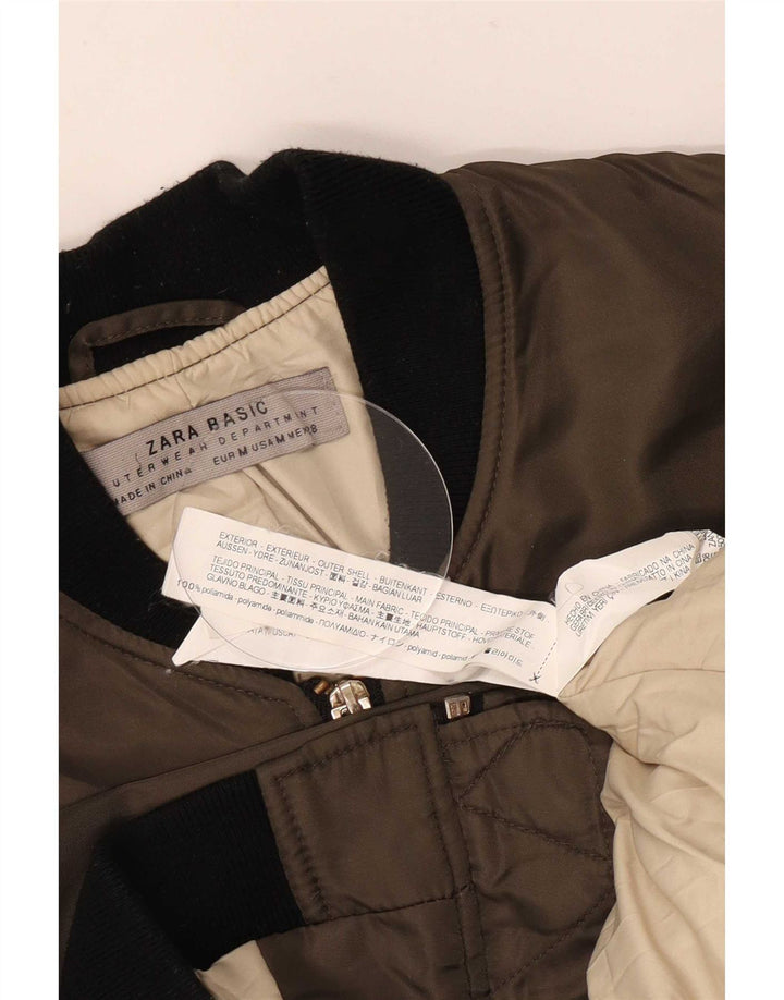 Zara Mujer Chaqueta Bomber Extragrande UK 44 Mediano Caqui Colorblock