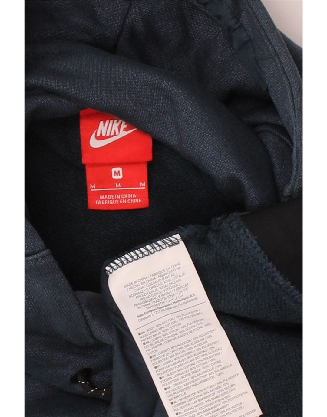 NIKE Mens Graphic Hoodie Jumper Medium Navy Blue Cotton