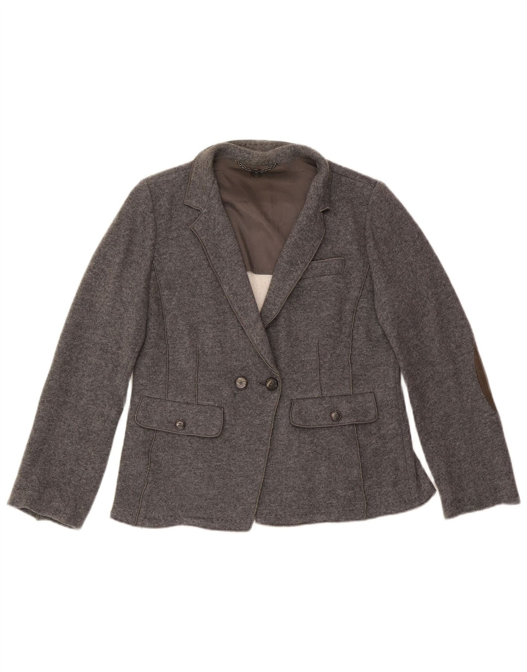 Marella Chaqueta Blazer de Punto con Doble Botonadura para Mujer UK 40 XL Lana Gris