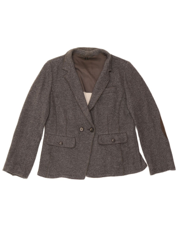 Marella Chaqueta Blazer de Punto con Doble Botonadura para Mujer UK 40 XL Lana Gris