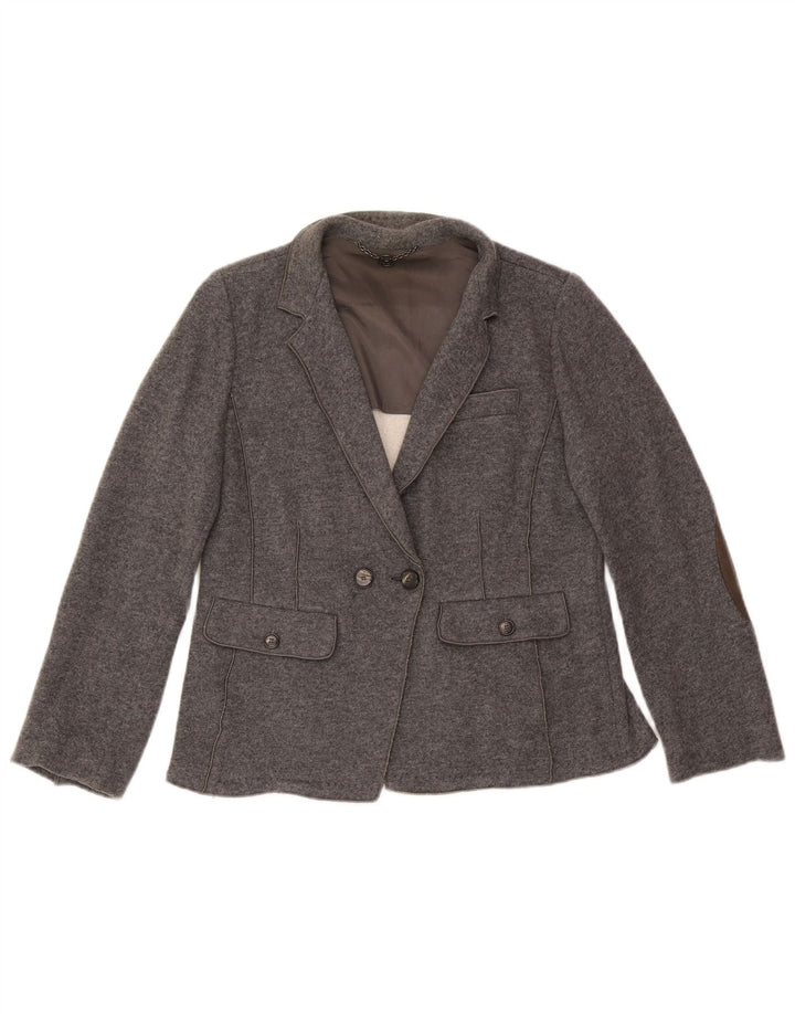 Marella Chaqueta Blazer de Punto con Doble Botonadura para Mujer UK 40 XL Lana Gris
