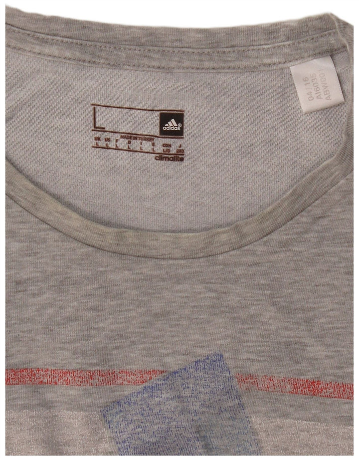 ADIDAS Mens Climalite Graphic Camiseta Top Grande Gris