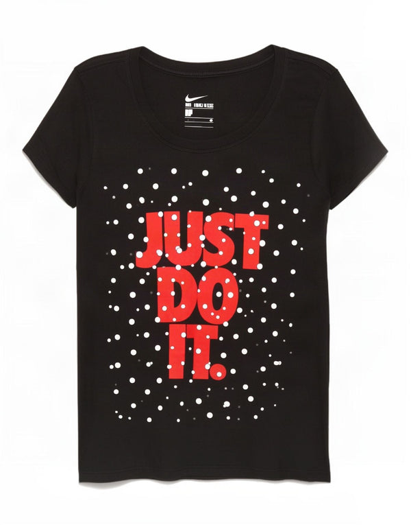 Nike Camiseta gráfica para mujer Top UK 10 Small Black Spotted Cotton